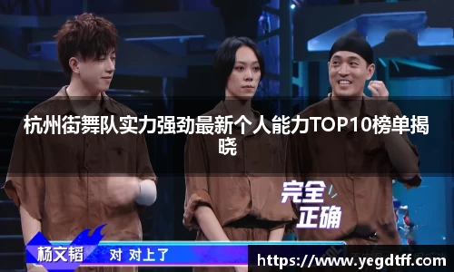 杭州街舞队实力强劲最新个人能力TOP10榜单揭晓